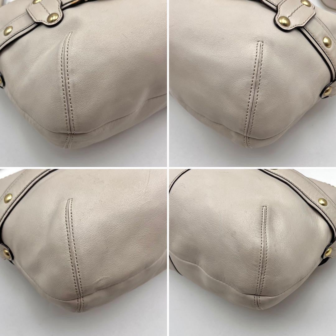 COACH Shoulder Bag Purse Leather White Authentic