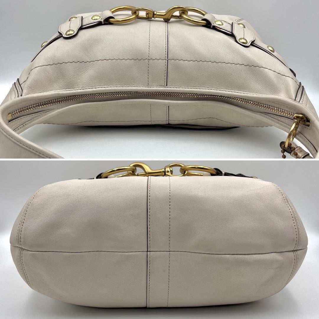 COACH Shoulder Bag Purse Leather White Authentic