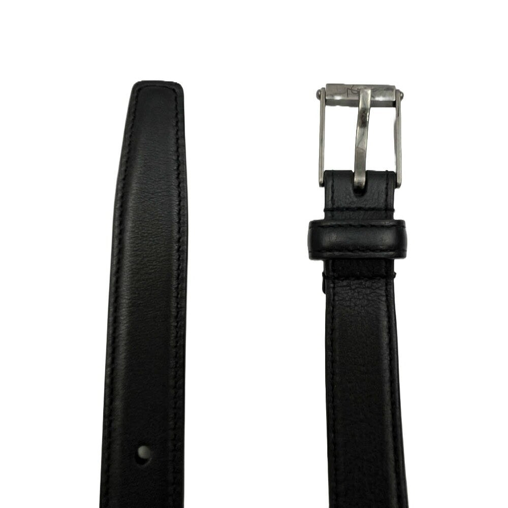 Saint Laurent Men's Belt YSL Cassandra Leather Black Authentic