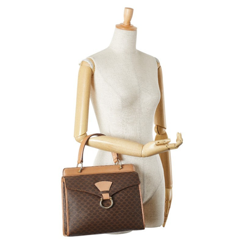 CELINE Macadam Purse tote bag Handbag Brown Beige Gold PVC Leather Authentic
