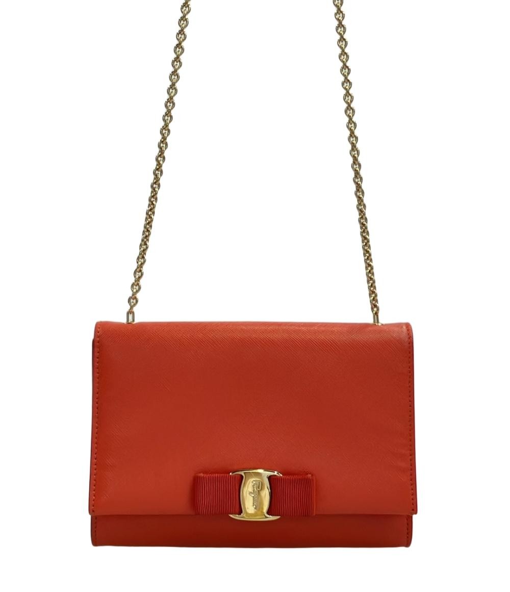 Salvatore Ferragamo Shoulder Bag Purse Orange Authentic
