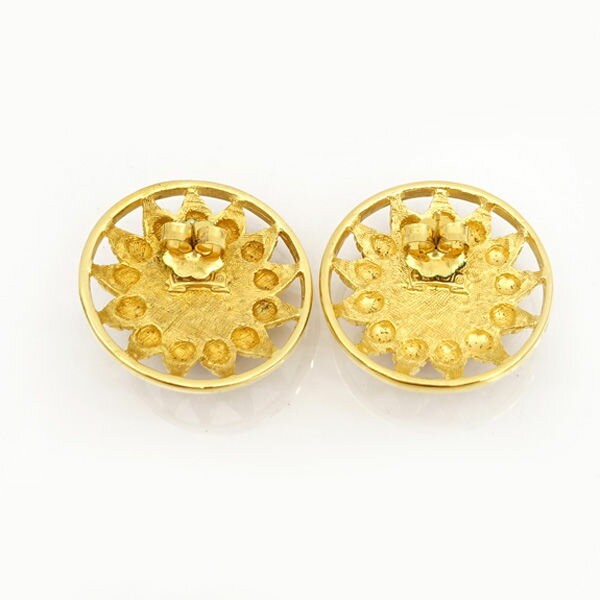 FENDI Earrings Gold Red 14K Women Accessory Authentic
