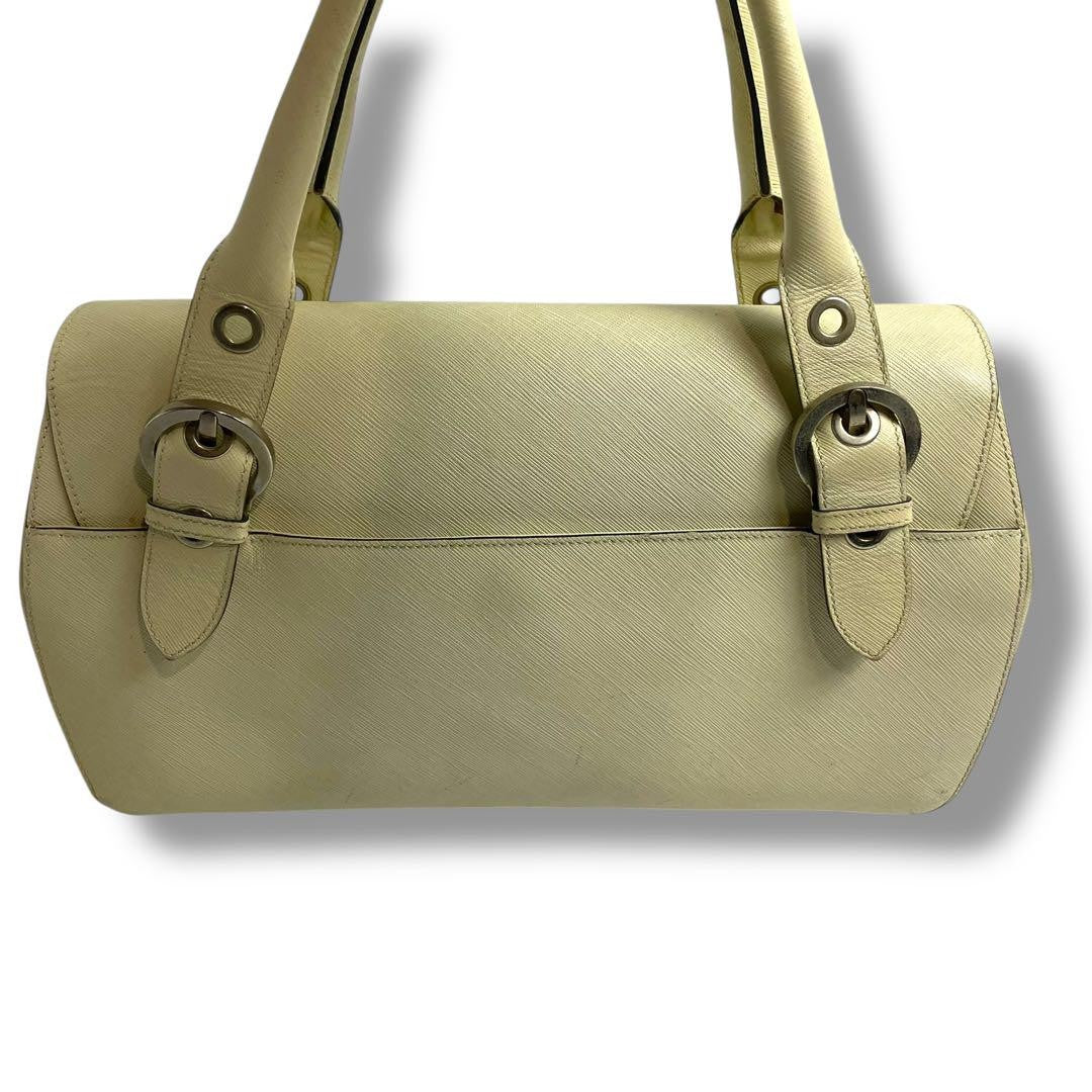 Salvatore Ferragamo Hand Bag Tote Purse Gancini Leather Beige Authentic