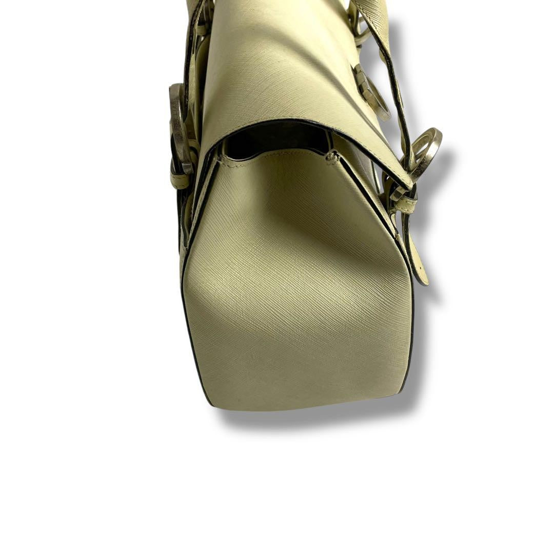 Salvatore Ferragamo Hand Bag Tote Purse Gancini Leather Beige Authentic