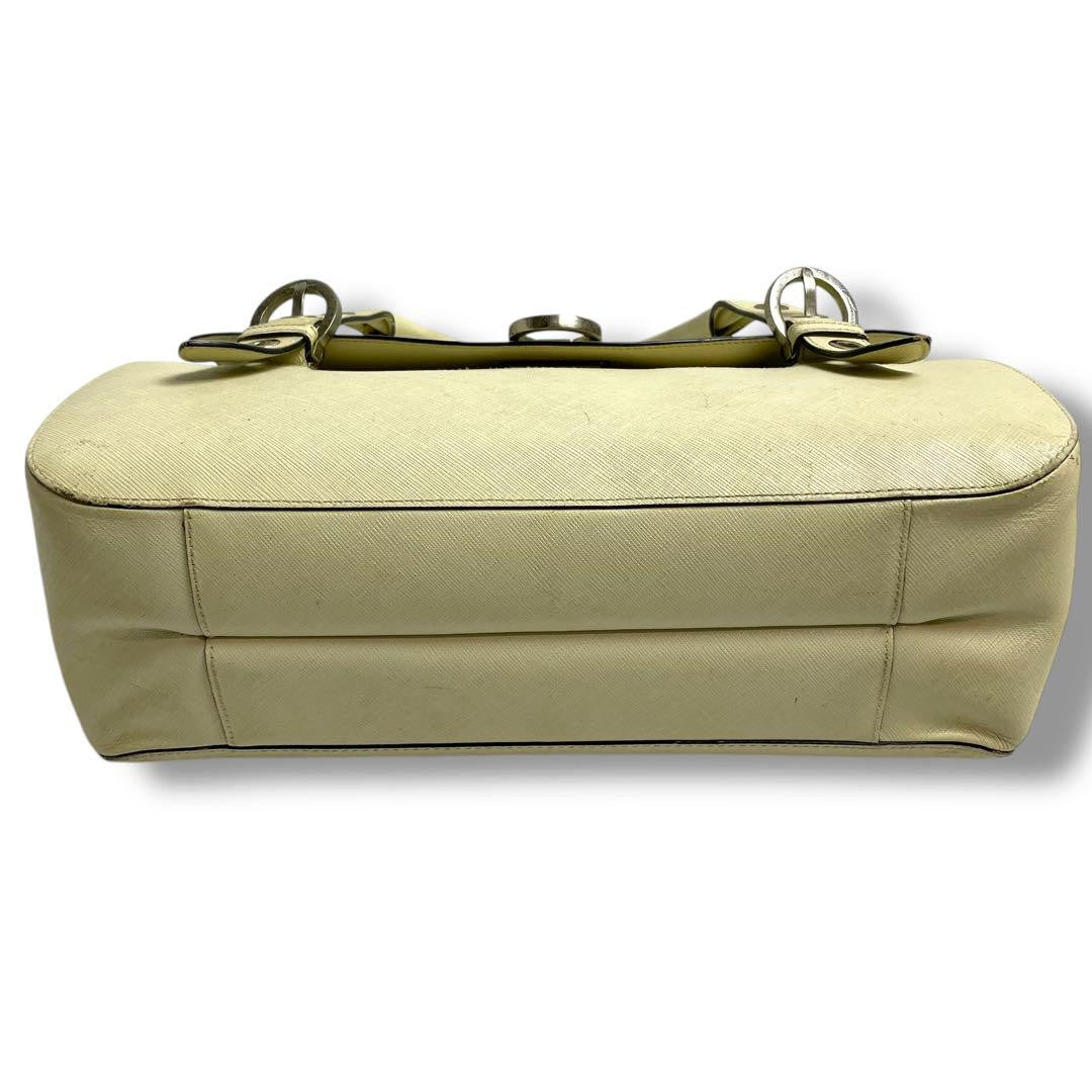 Salvatore Ferragamo Hand Bag Tote Purse Gancini Leather Beige Authentic