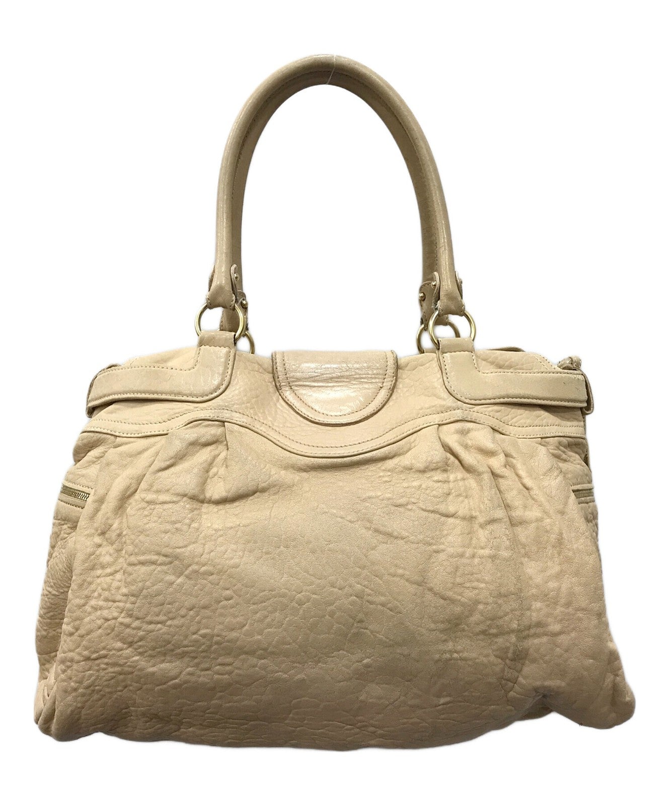Salvatore Ferragamo Hand Bag Tote Purse Gancini Beige Authentic