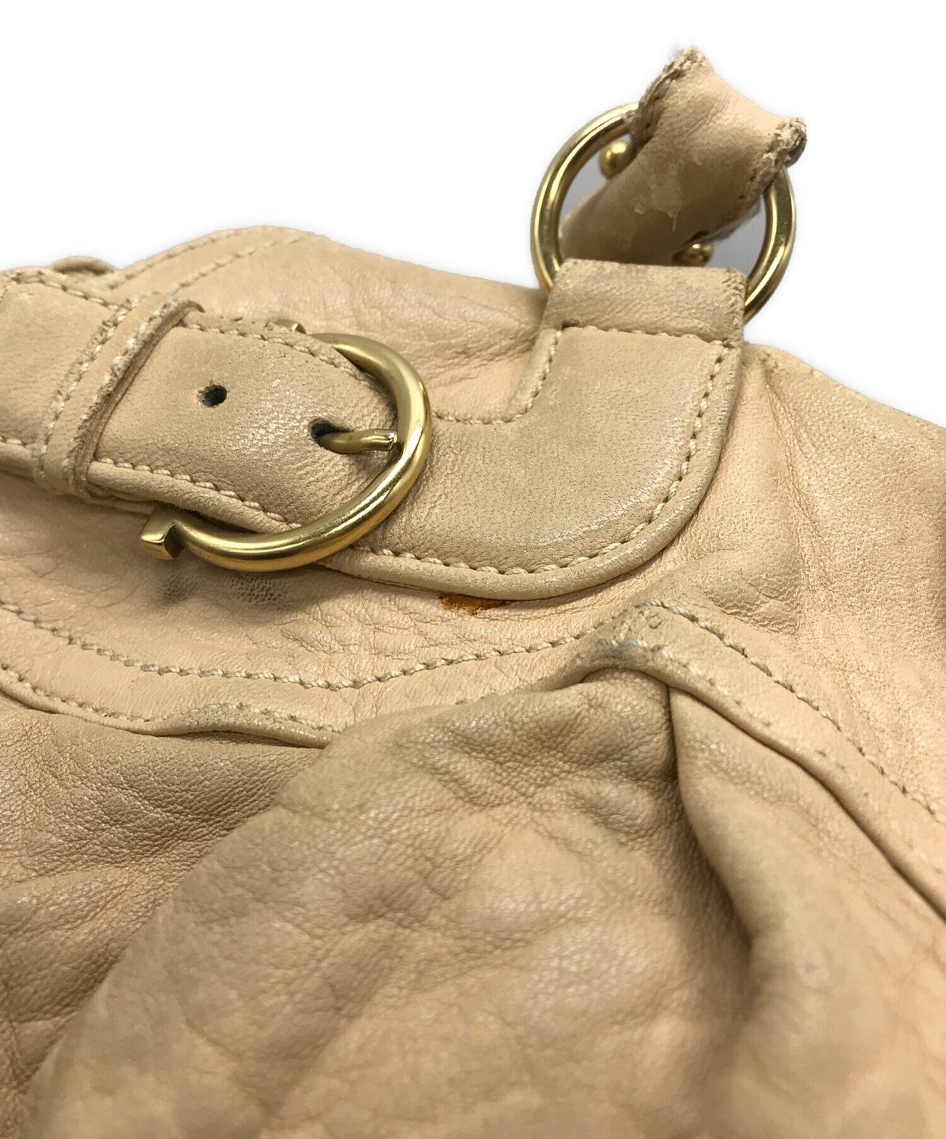 Salvatore Ferragamo Hand Bag Tote Purse Gancini Beige Authentic