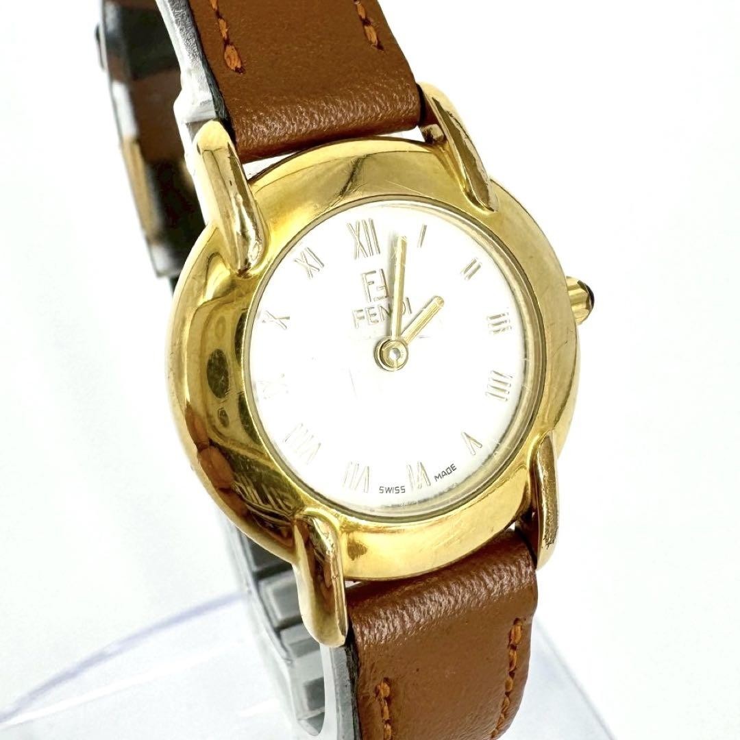 FENDI 410L Quartz Watch Wristwatch FF Logo Gold Women's Authentic