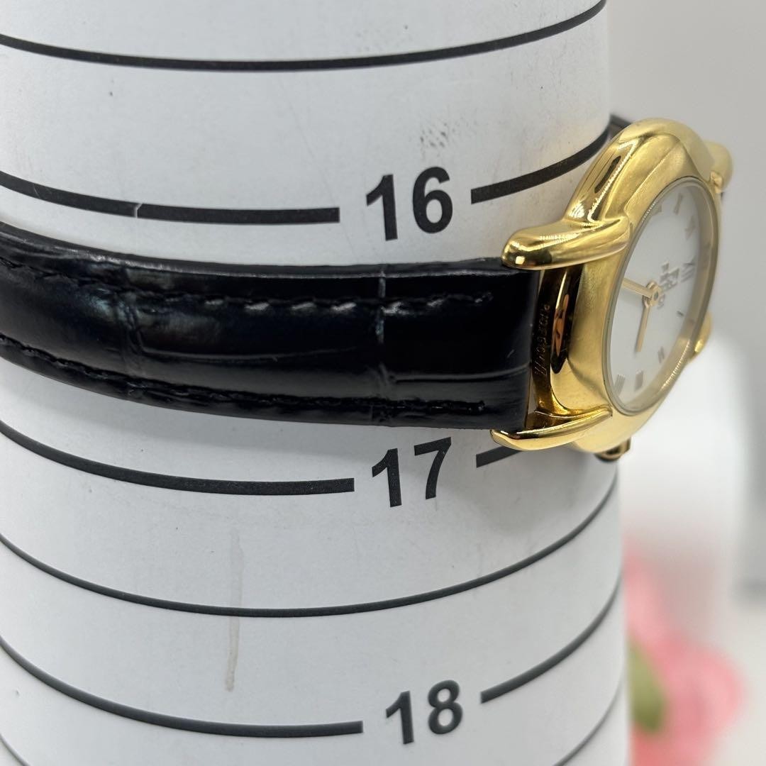 FENDI 410L Quartz Watch Wristwatch FF Logo Gold White Women's Authentic