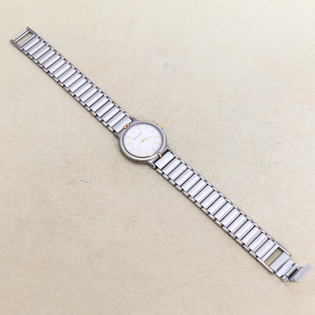 Saint Laurent Quartz Watch Wristwatch YSL Cassandra Gold Silver Women's Auth