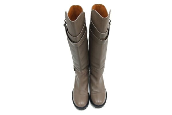 FENDI Long Boots Shoes EU 37 US 7 Leather Brown Authentic