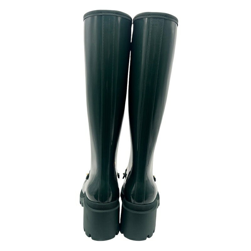 GUCCI Rain Long Boots Shoes Horsebit EU 36 US 6 Green Authentic