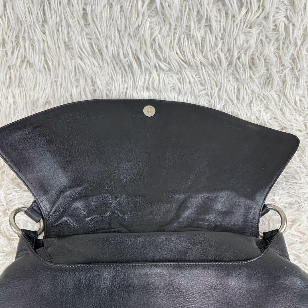 VERSACE Shoulder Bag Purse Leather Suede Black Authentic