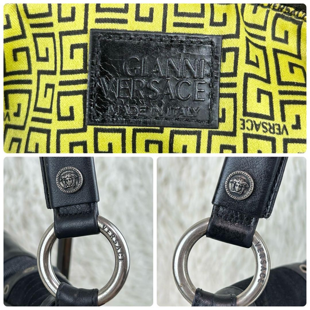 VERSACE Shoulder Bag Purse Leather Suede Black Authentic