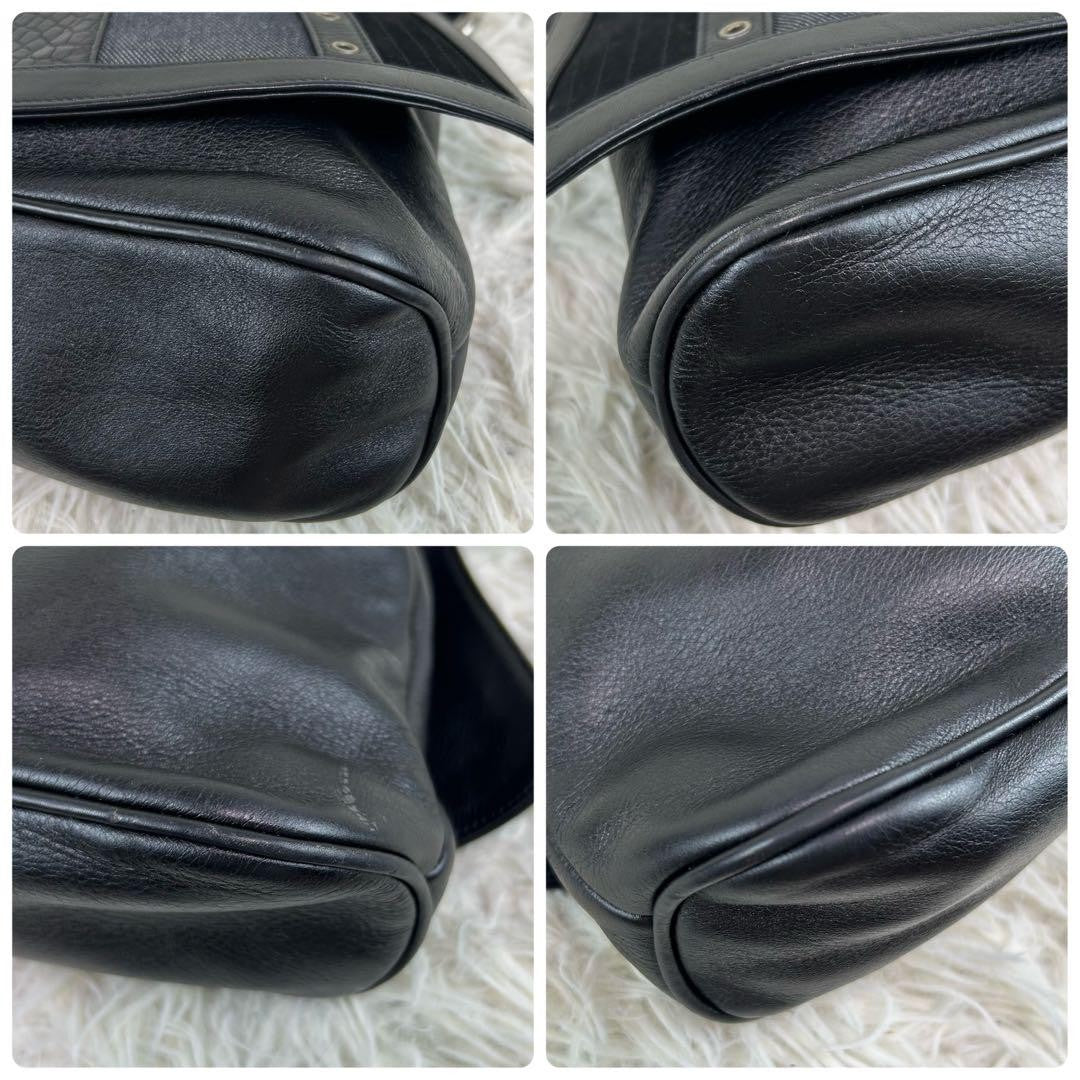 VERSACE Shoulder Bag Purse Leather Suede Black Authentic