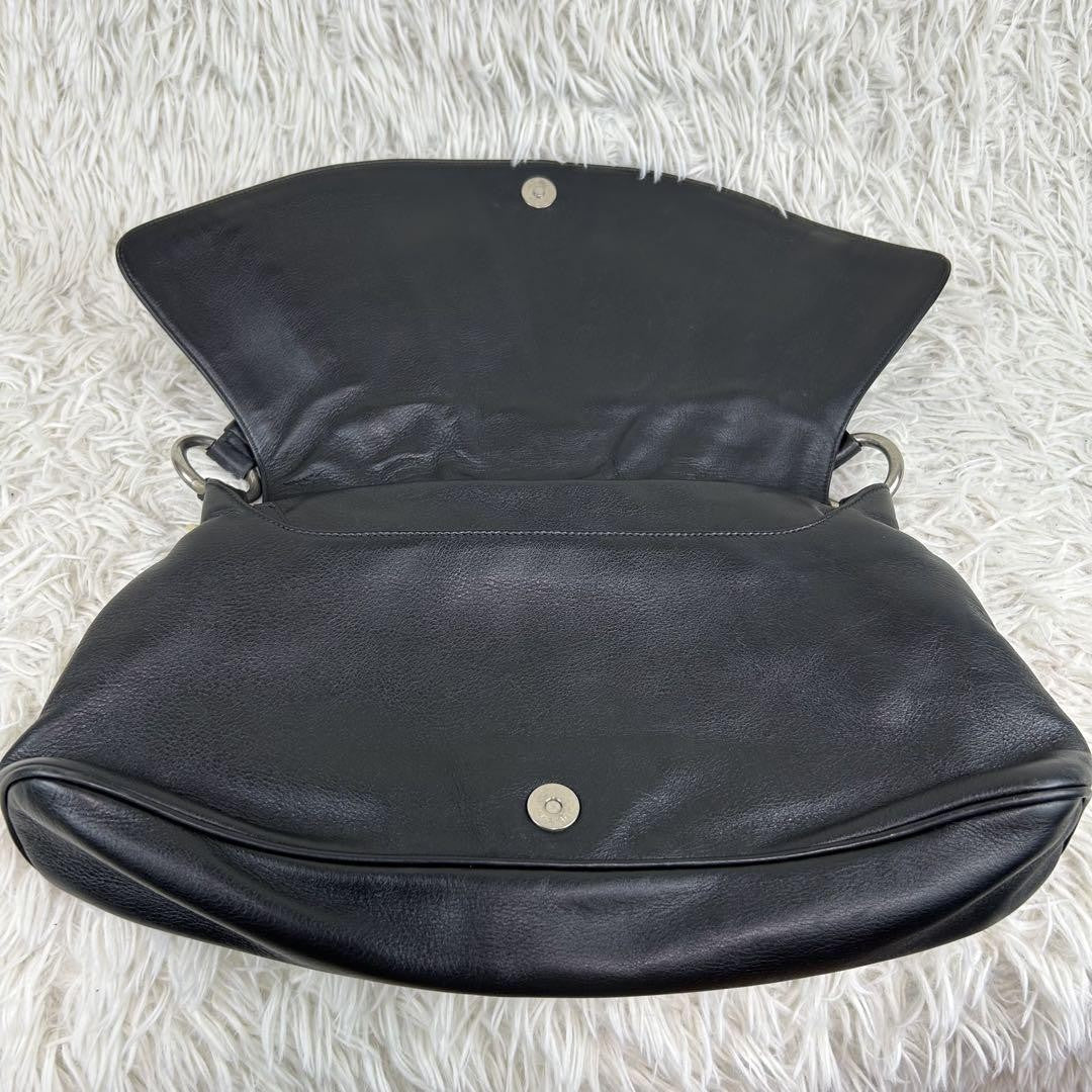 VERSACE Shoulder Bag Purse Leather Suede Black Authentic