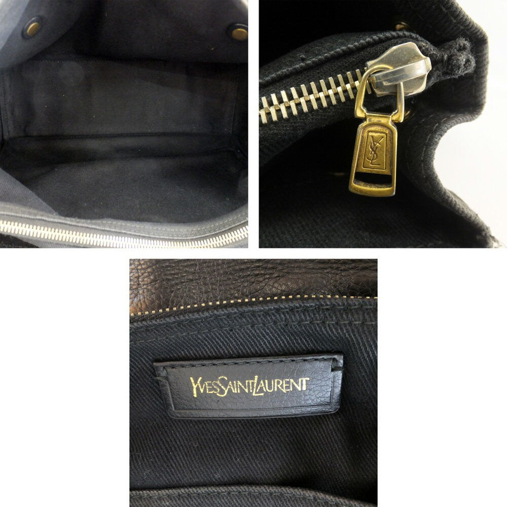 Saint Laurent Shoulder Bag Purse Muse Toe Leather Black Authentic