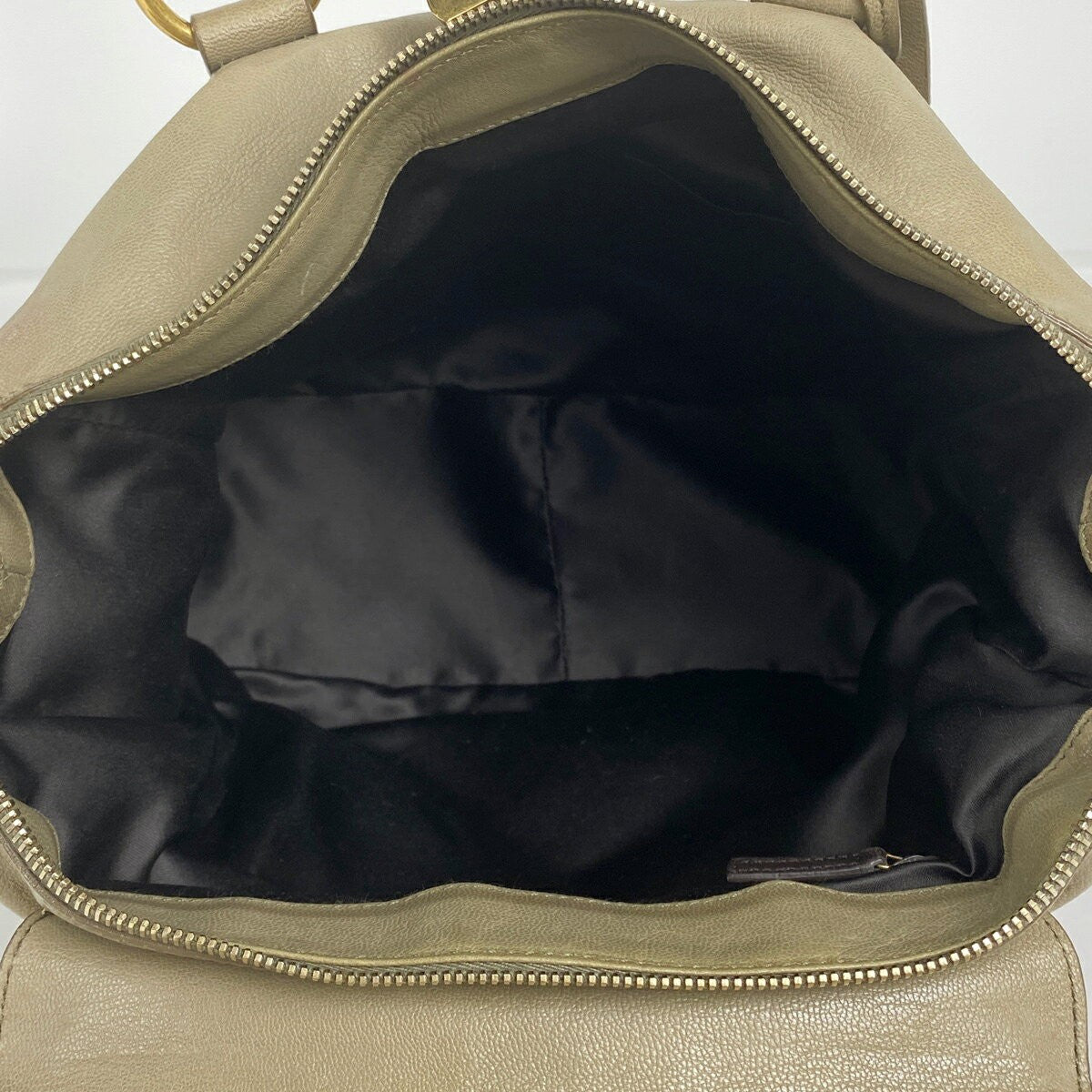 Saint Laurent Hand Shoulder Bag Tote Purse 2way Logo Leather Beige Authentic