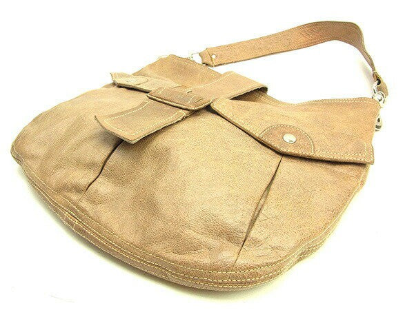 MIU MIU Shoulder Bag Purse Beige Silver Authentic