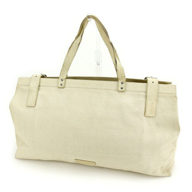 MIU MIU Hand Bag Tote Purse Logo Beige Authentic