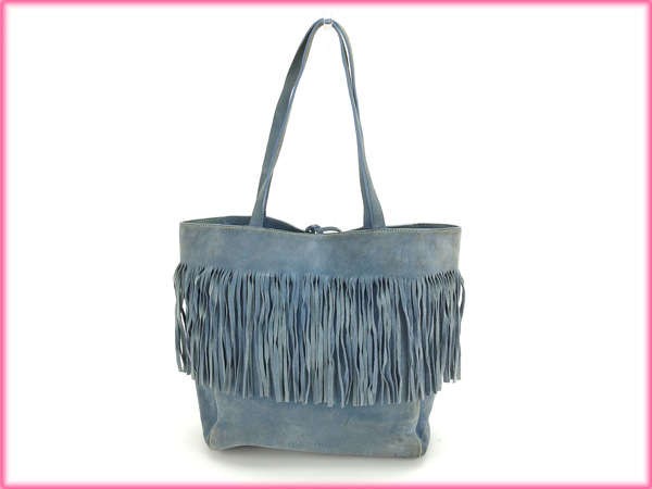 MIU MIU Hand Bag Tote Purse Blue Authentic