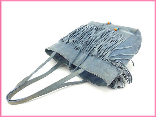MIU MIU Hand Bag Tote Purse Blue Authentic