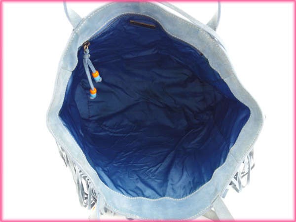 MIU MIU Hand Bag Tote Purse Blue Authentic