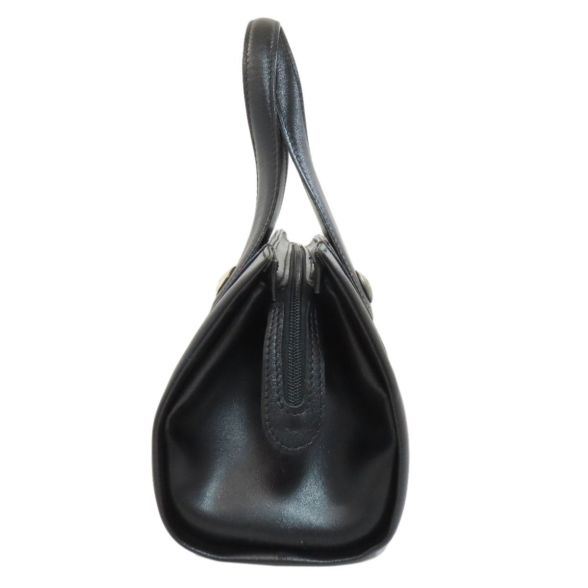 Longchamp Hand Bag Tote Purse Leather Black Authentic