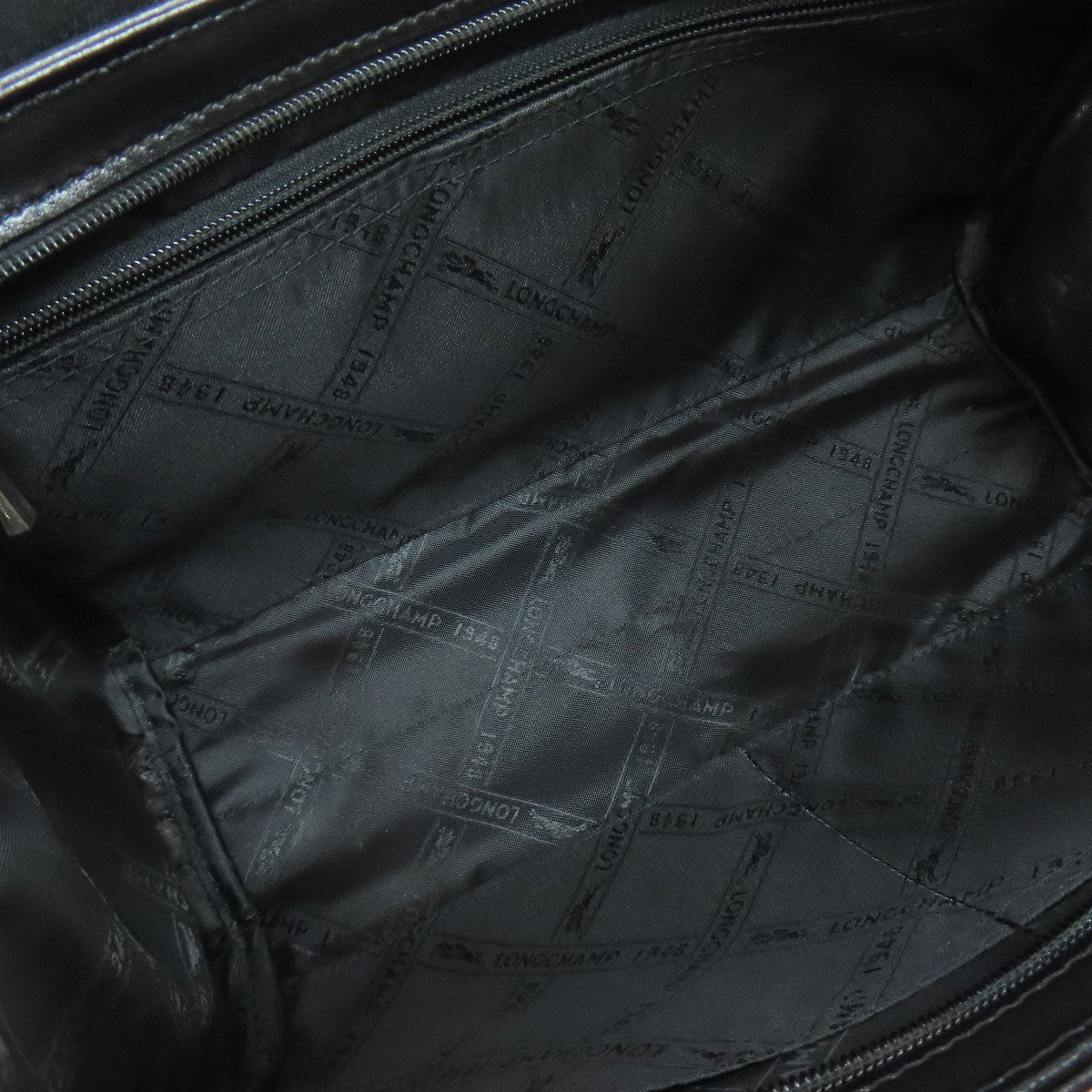 Longchamp Hand Bag Tote Purse Leather Black Authentic