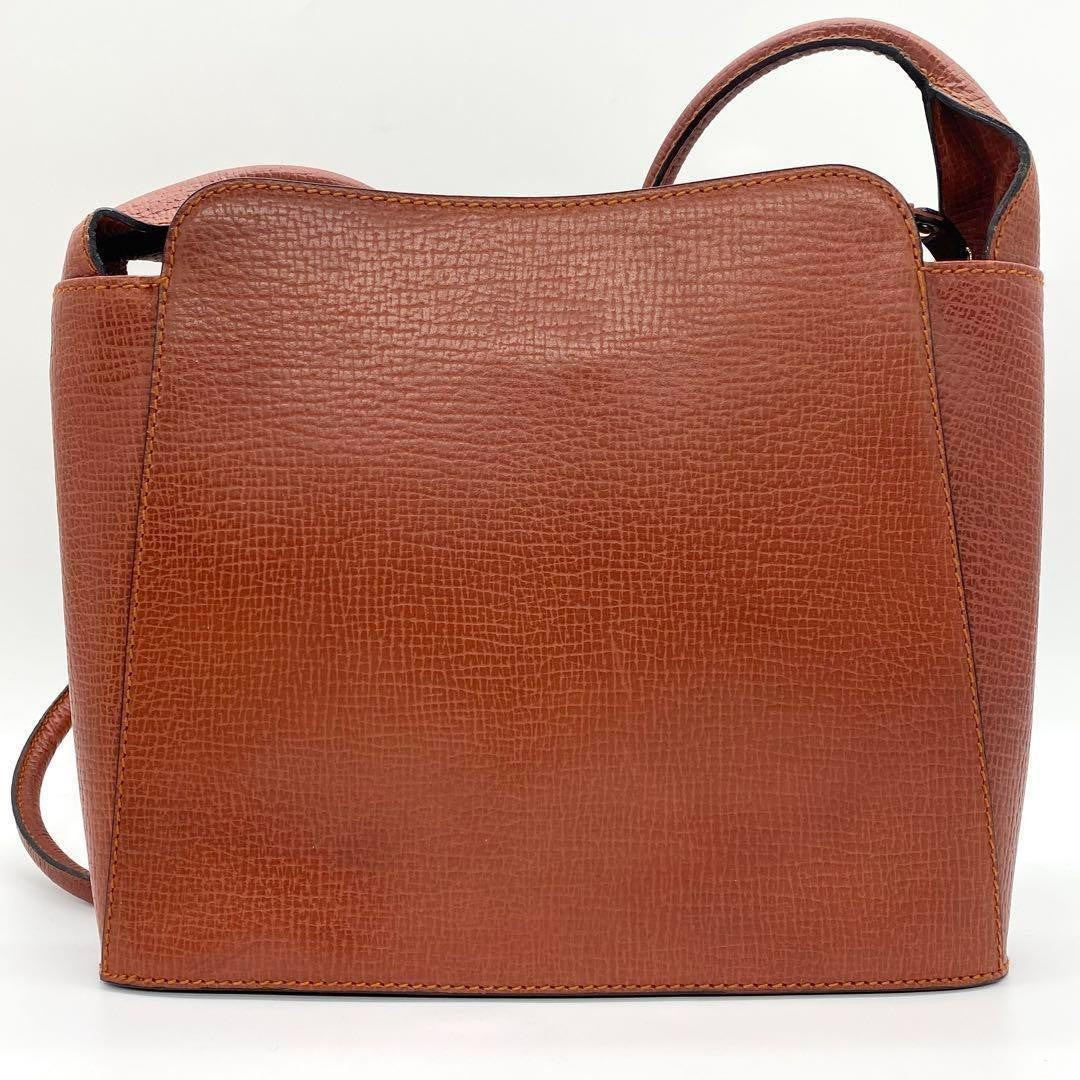 LOEWE Shoulder Bag Purse Logo Leather Orange Authentic