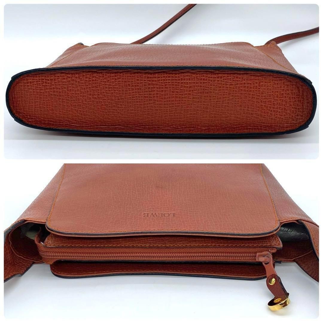 LOEWE Shoulder Bag Purse Logo Leather Orange Authentic