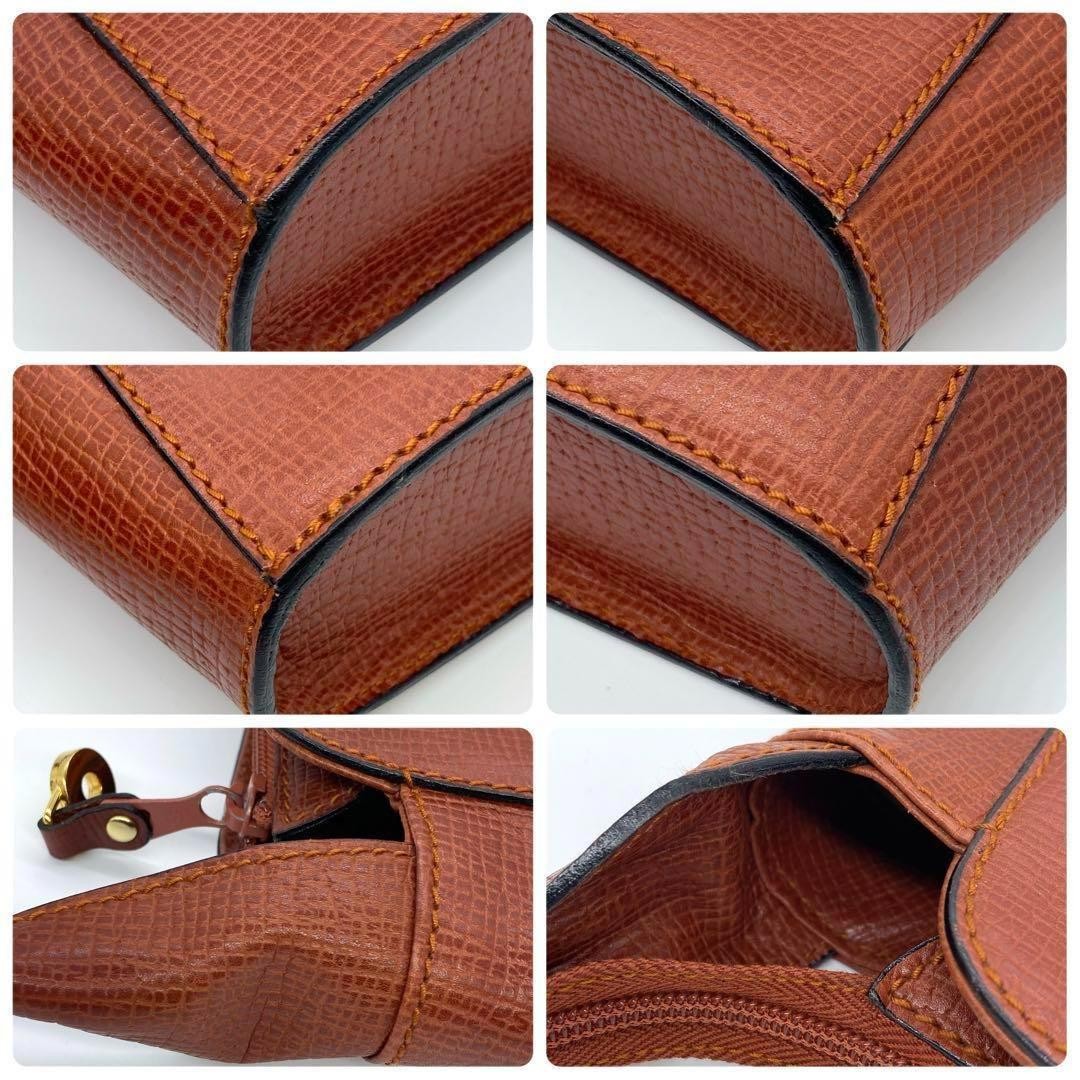 LOEWE Shoulder Bag Purse Logo Leather Orange Authentic