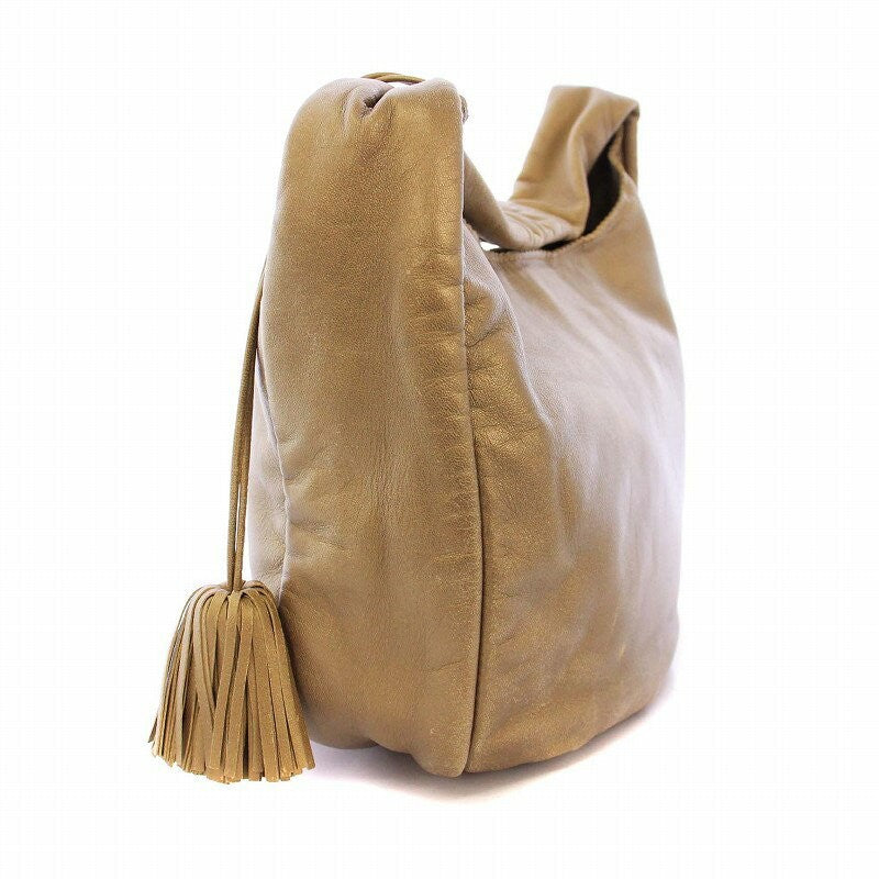 LOEWE Hand Shoulder Bag Tote Purse Anagram Leather Beige Authentic