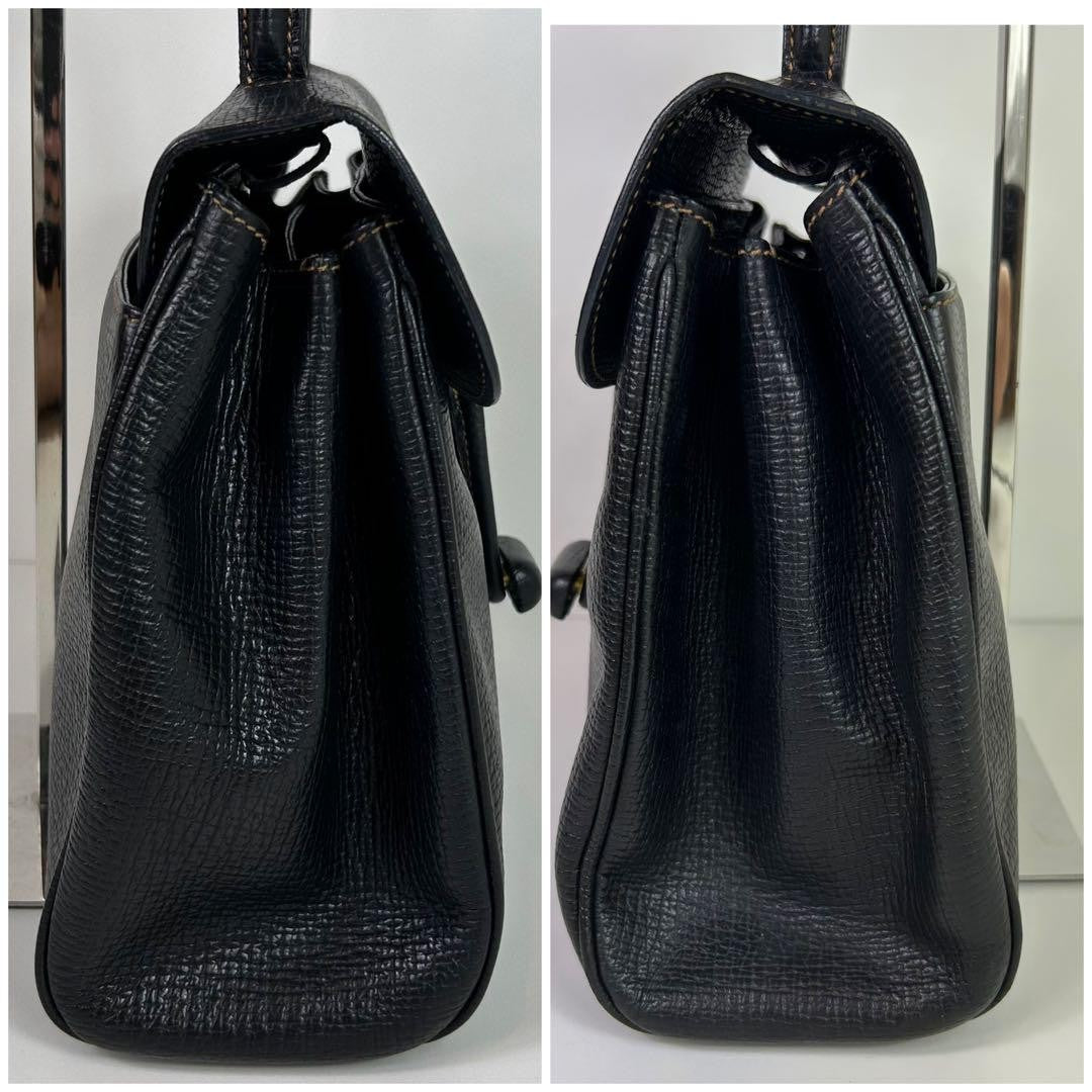 LOEWE Hand Shoulder Bag Tote Purse 2way Logo Leather Black Authentic