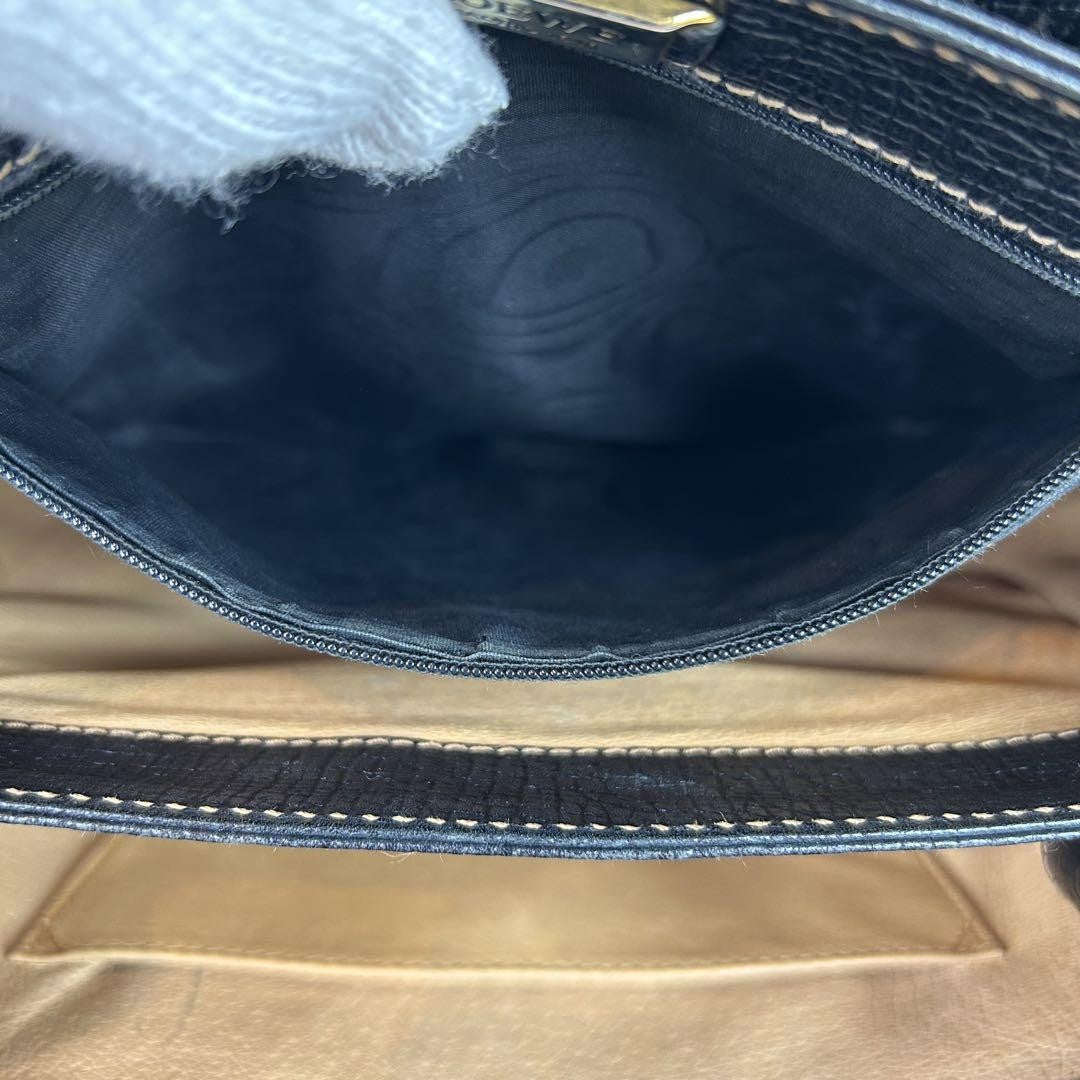 LOEWE Hand Shoulder Bag Tote Purse 2way Logo Leather Black Authentic