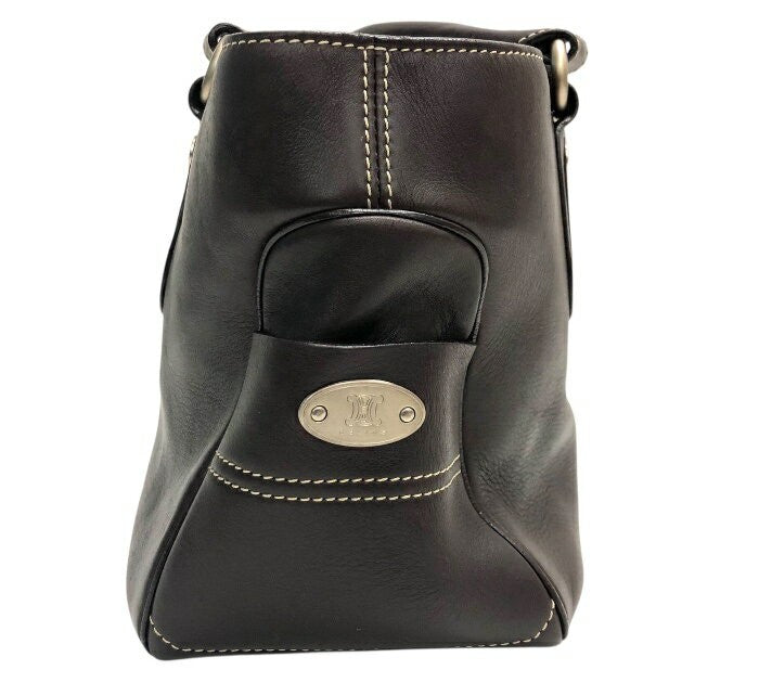 CELINE Hand Bag Tote Purse Boogie Leather Dark Brown Authentic