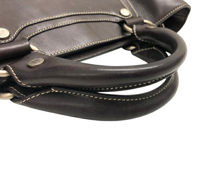 CELINE Hand Bag Tote Purse Boogie Leather Dark Brown Authentic