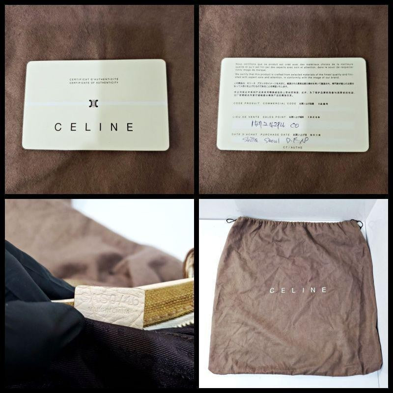 CELINE handbag Purse Macadam Canvas Leather Brown Women's Used Authentic