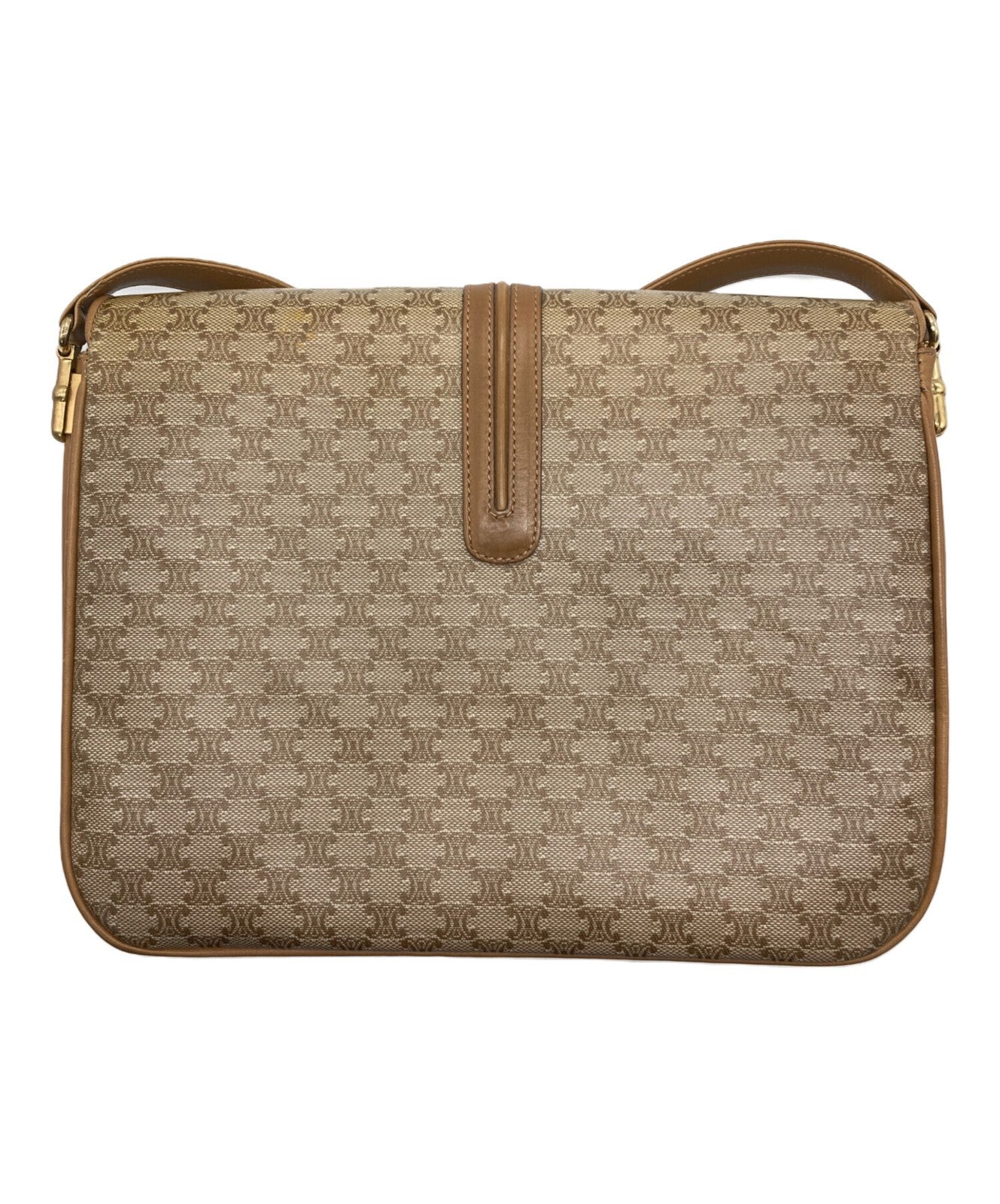 CELINE shoulder bag Purse Macadam Beige Brown Women's Used Authentic