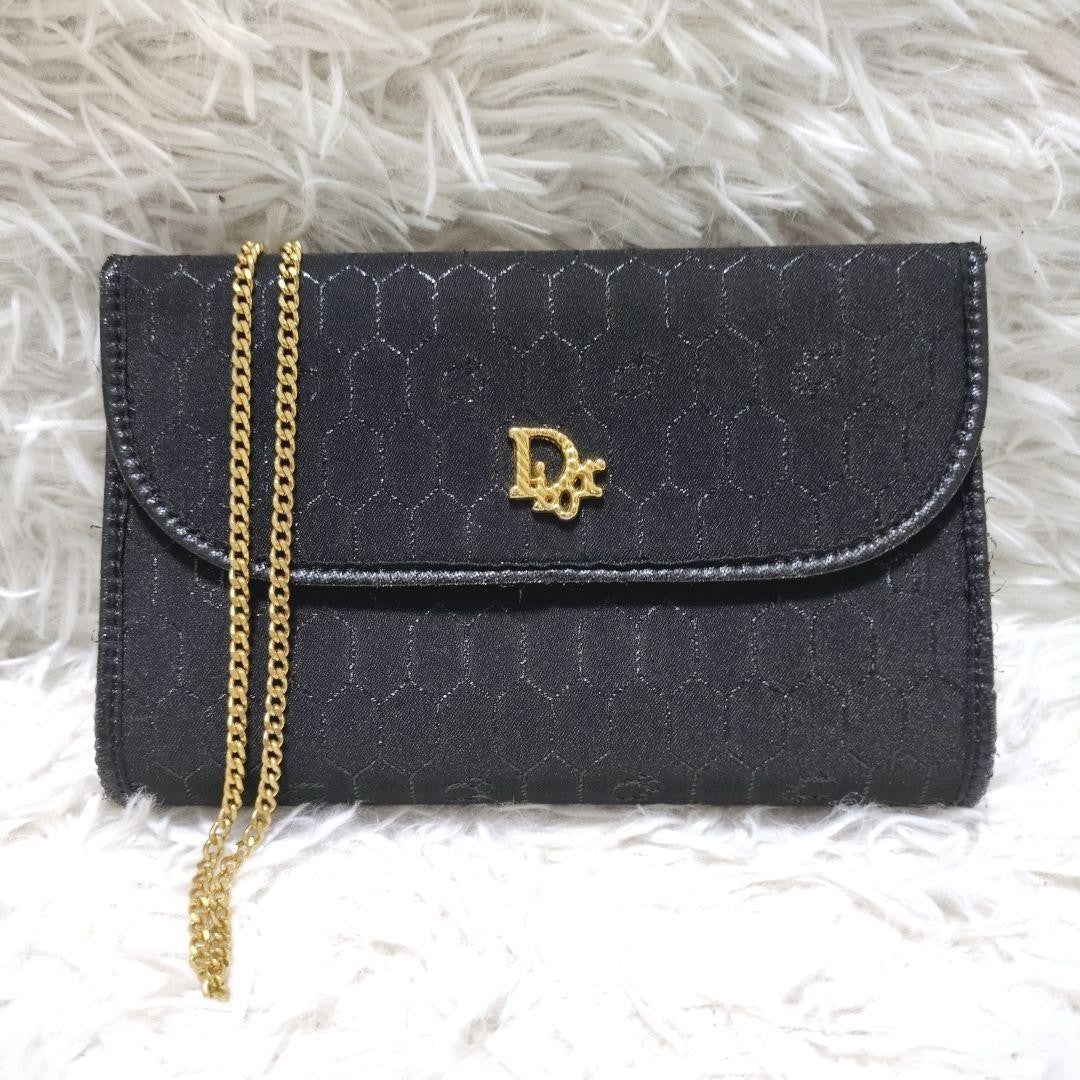 Christian Dior Shoulder Bag Purse Honeycomb Black Authentic