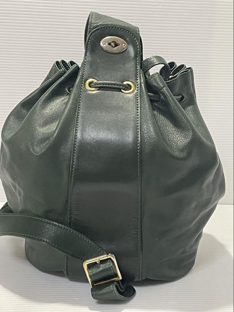 Longchamp shoulder bag Purse Green Grained Leather Used Women's Authentic