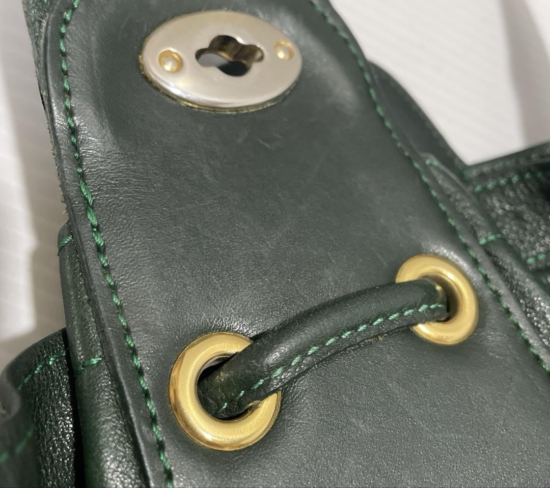 Longchamp shoulder bag Purse Green Grained Leather Used Women's Authentic