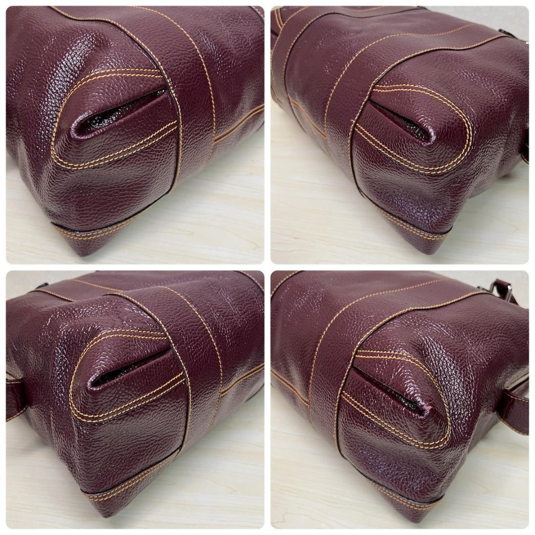 FENDI Hand Bag Tote Purse Leather Bordeaux Authentic