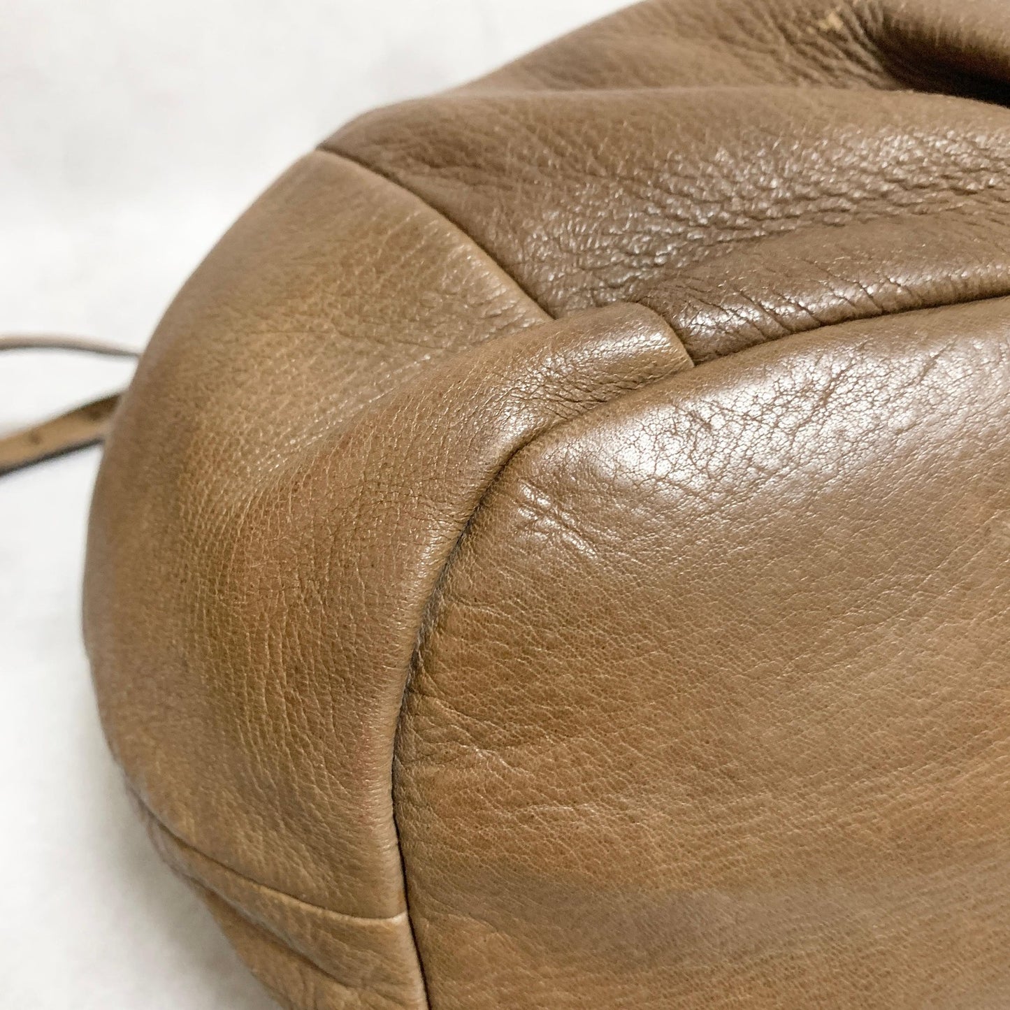 PRADA Bag convertible Shoulder Hand Tote Logo Purse Leather Brown Gold Used Auth
