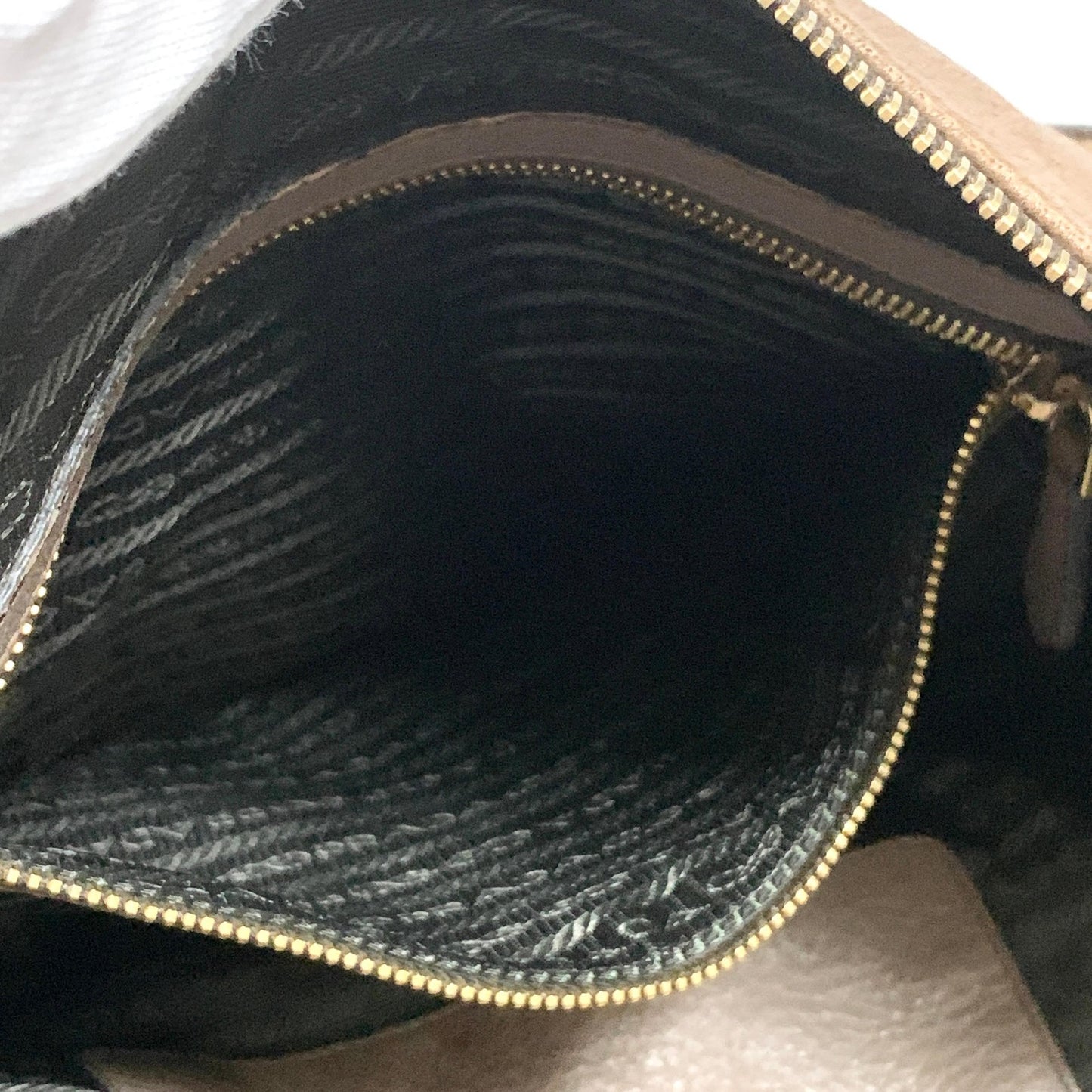 PRADA Bag convertible Shoulder Hand Tote Logo Purse Leather Brown Gold Used Auth