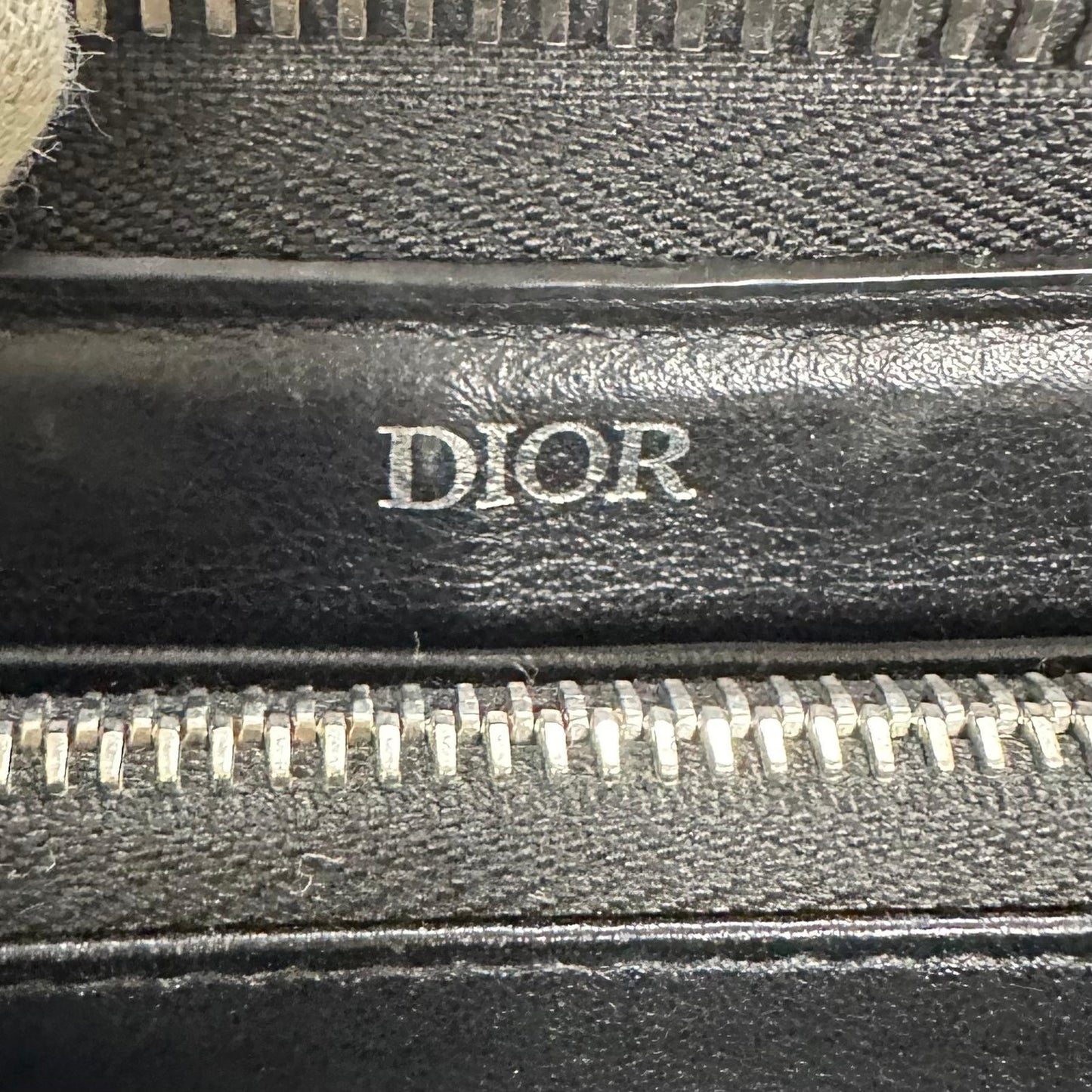 Christian Dior Wallet Oblique Round Zip Long Purse Leather Canvas Beige Black