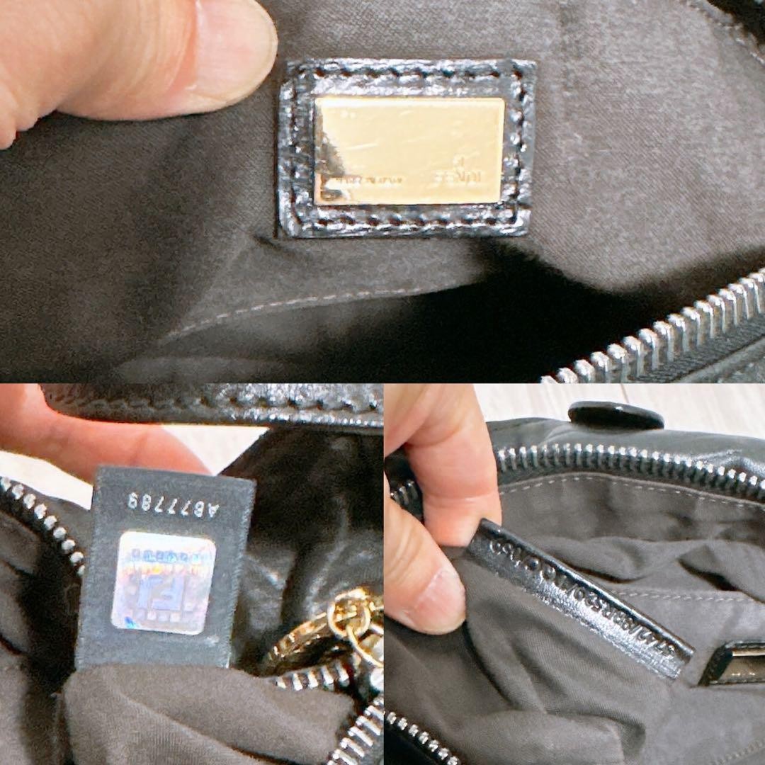 FENDI Hand Shoulder Bag Tote Purse 2way Leather Black Authentic