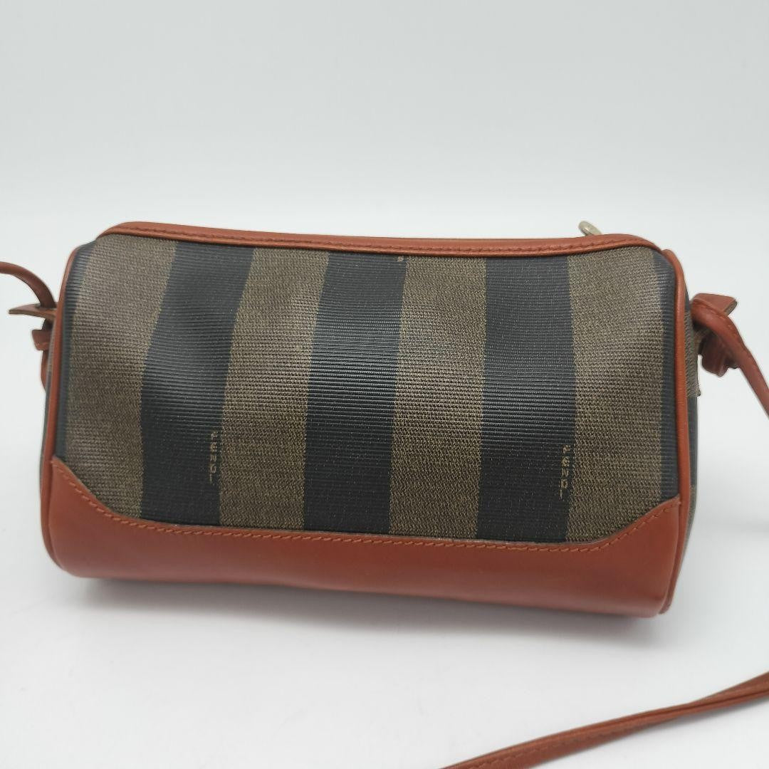 FENDI Shoulder Bag Purse FF Pecan PVC Leather Brown Authentic