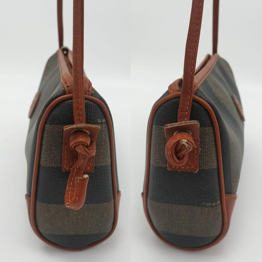 FENDI Shoulder Bag Purse FF Pecan PVC Leather Brown Authentic