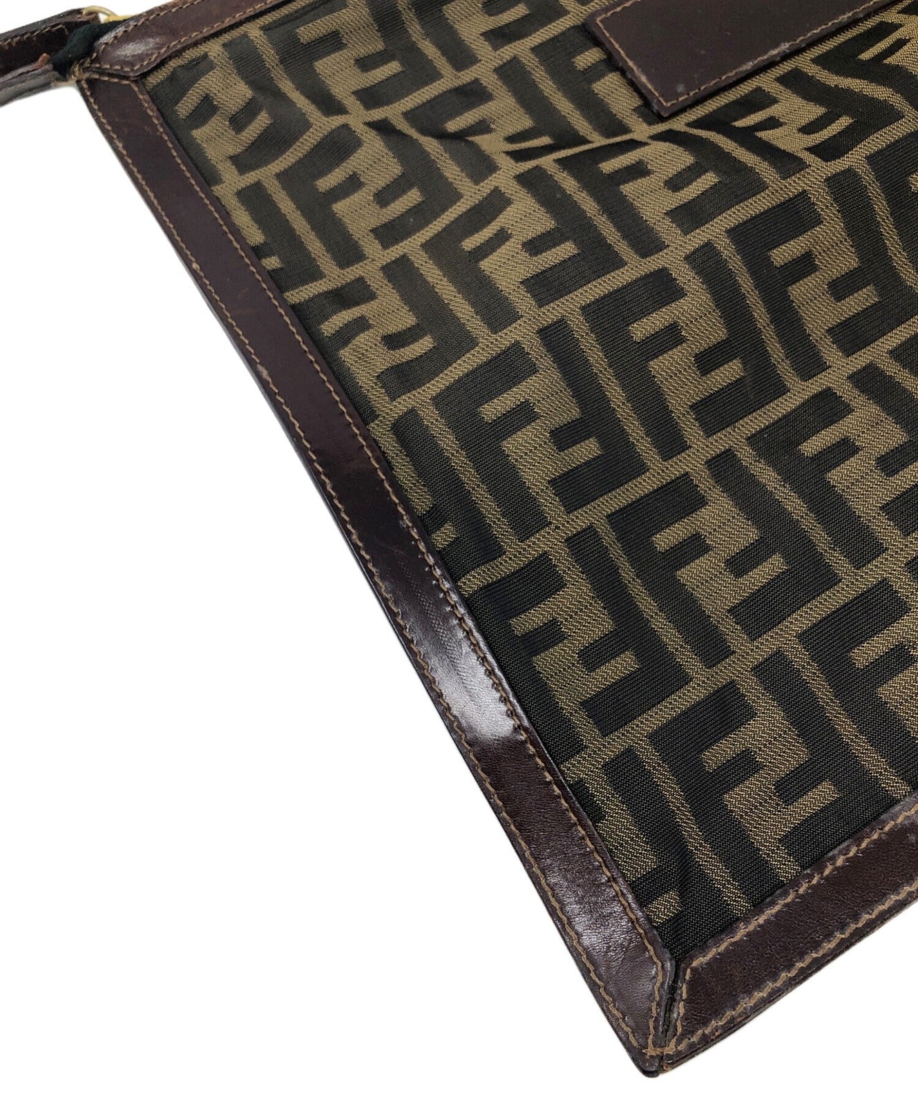 FENDI Clutch Bag Second Bag FF Zucca Brown Authentic